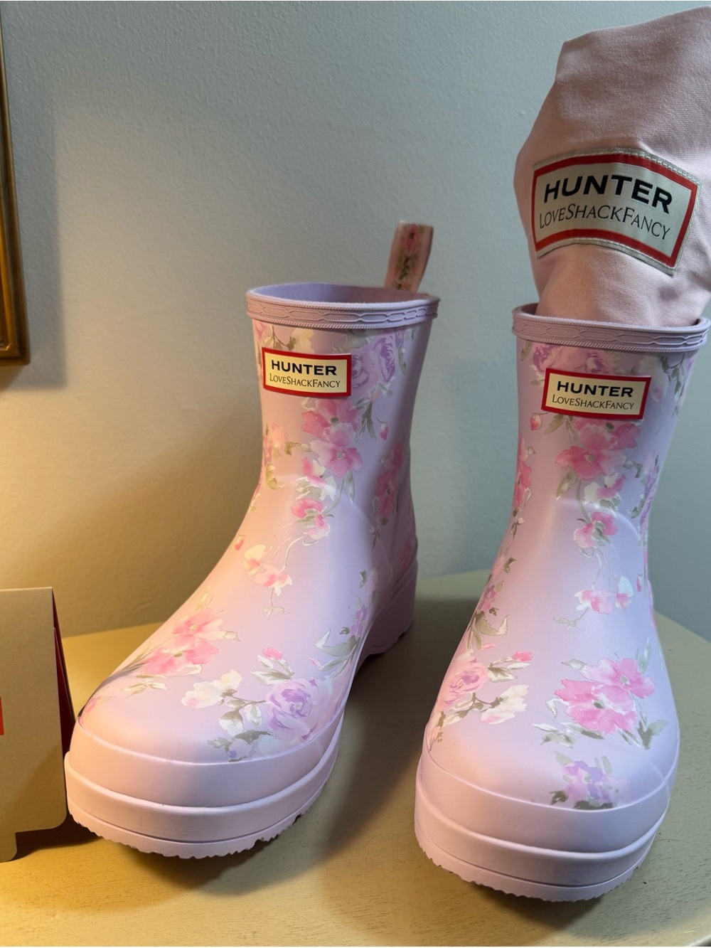 LoveShackFancy x Hunter Pastel Pink Floral Rain Boots - Picture 7 of 8